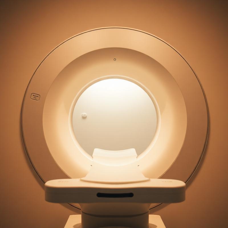 3T MRI scanner bore in warm light
